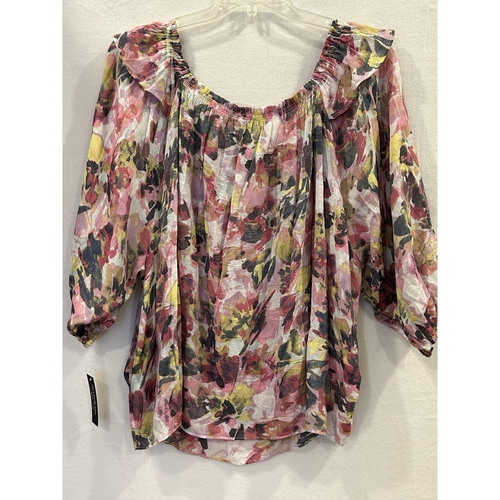 Zac & Rachel 3/4 Sleeve or Off Shoulder Blouse Sz2X Floral Lilac Rose Multicolor - Picture 7 of 10